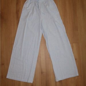 Casual Linen Blue Striped Pants